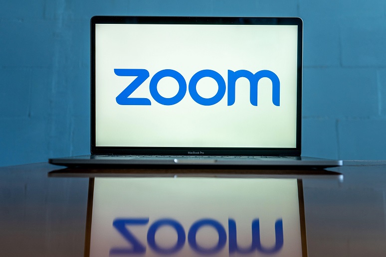 zoom logo on a laptop